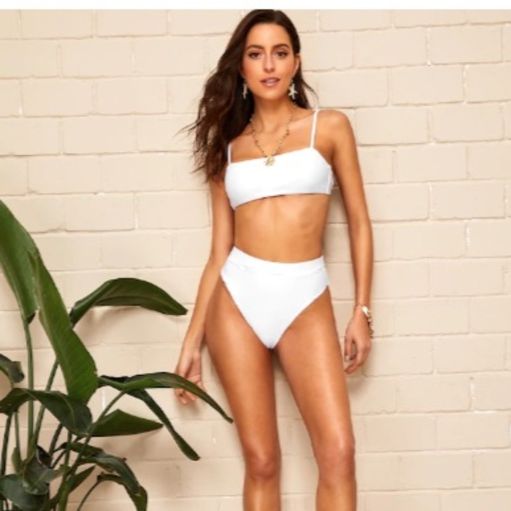 New Spaghetti Strap Top With High Waist Bikini Set